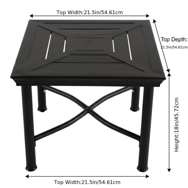 product-algo_framework-ImageCm2InAlgo-27565a82-4f72-11f1-bba3-0a580ab004a0 21.5" Square Outdoor Side Table - Heavy Duty 500 LBS Weight Capacity, Weather Resistant Metal Patio End Table for Garden, Poolside, And Indoor Use (Black)