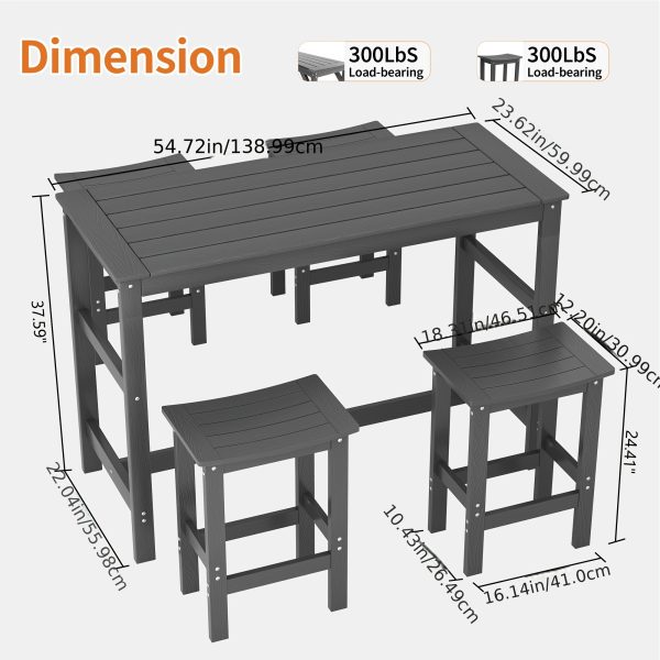 product-algo_framework-ImageCm2InAlgo-2b32ba72-4925-11f1-a64f-0a580aae0449 5pcs Outdoor Bar Table And 4-Chair Set, 55-Inch Rectangular High-Leg Bar Table with Stools, All-Weather Waterproof Patio Furniture, Easy to Assemble, Ideal for Patios, Balconies, Backyards, Porches, And Small Spaces