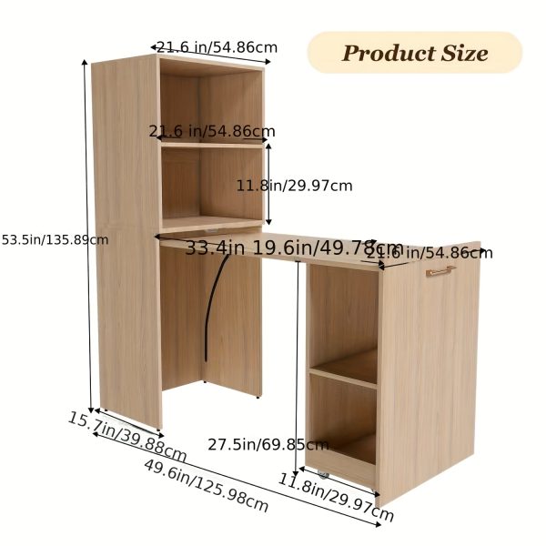 product-algo_framework-ImageCm2InAlgo-38a5cb48-b499-11f0-8e29-0a580aaf0e76 Foldable Stretchable Adjustable Height Desk with Mobile Wheels & Storage Shelves - Space-Saving Heavy-Duty PVC Frame, Walnut for Office, Small Apartments, Dorm Rooms - Easy Assembly Freestanding Writing Table