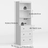 Wood Bookshelf with 3 Drawers - 6 Tier Freestanding Tall Storage Cabinet, Modern Floor Cabinet for Bedroom, Curio Cabinets with Storage for Living Room, Home Office