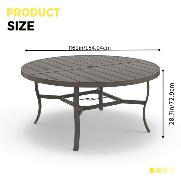 9pcs Aluminum Outdoor Dining Table And Chair Set, Suitable for 8 People, The Set Includes 1 Round Table, 8 Chairs, with Cushions And Back Cushions, Suitable for Outdoor Garden Terrace Furniture Set