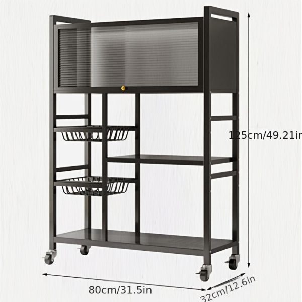 product-algo_framework-ImageCm2InAlgo-5e332190-5010-11f1-a64f-0a580aae0449 Office Storage And Organization Cart, 1pc Movable Storage Rack, Adjustable Kitchen Shelf with Wire Baskets, Kitchen Organizer And Storage, Metal Shelf Rack with Wheels, Suitable for Garage