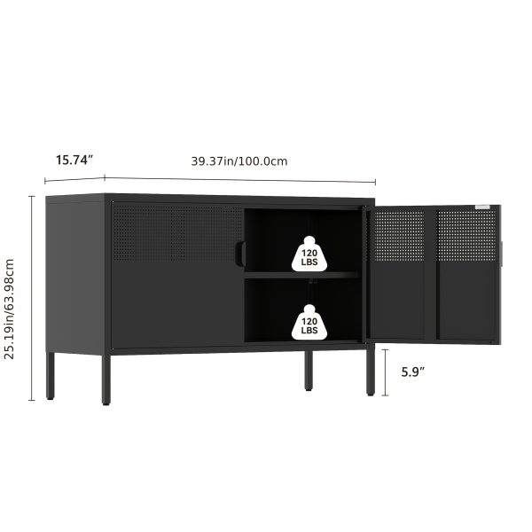 product-algo_framework-ImageCm2InAlgo-7d235086-37c7-11f1-8bd5-0a580aae0449 Two-Door Metal Storage Cabinet Featuring Adjustable Shelves - A Versatile 2-Tier Accent Cabinet Suitable for Home Office, Kitchen, Or Garage | Industrial Farmhouse Style Steel Cabinets