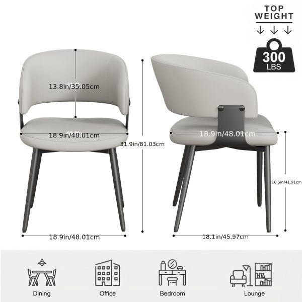 product-algo_framework-ImageCm2InAlgo-88cdca6c-f823-11f0-a00c-0a580aa42825 Modern Dining Chairs Set (2pcs), Faux Leather Upholstered Kitchen Chairs, Curved Back, Metal Legs, Mid Century Style, Suitable for Dining Room And Kitchen
