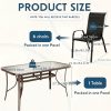7pcs Outdoor Table And Chairs for 6, Outdoor Dining Set W/Rectangle Glass Table And 6 Patio Textilene Stackable Chairs, Patio Furniture Set W/Umbrella Hole, Umbrella Not Included