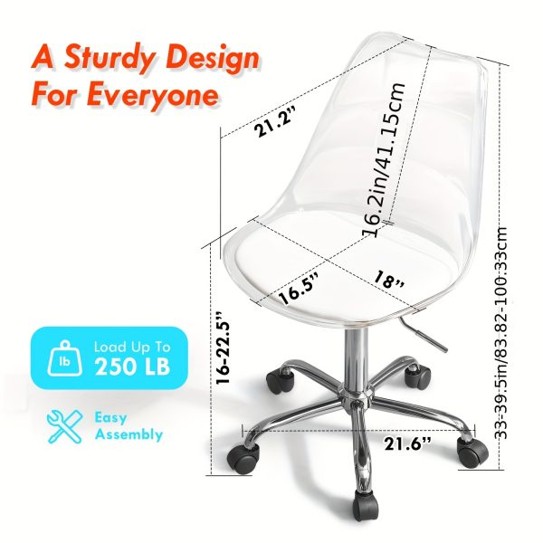 product-algo_framework-ImageCm2InAlgo-c3c506a0-9a98-11f0-8469-0a580aaf1a74 Transparent Acrylic Office Chair, Contemporary Acrylic Chairs for Home Use with Wheels, Armless Swivel Vanity Rolling Chair Suitable for Office And Home
