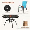 5pcs Patio Dining Set for 4, Outdoor Table And Chairs W/ 1.57"-1.9" Adjustable Umbrella Hole And Foot Pads, All Weather 42" Round Metal Table And Stackable Textilene Chair