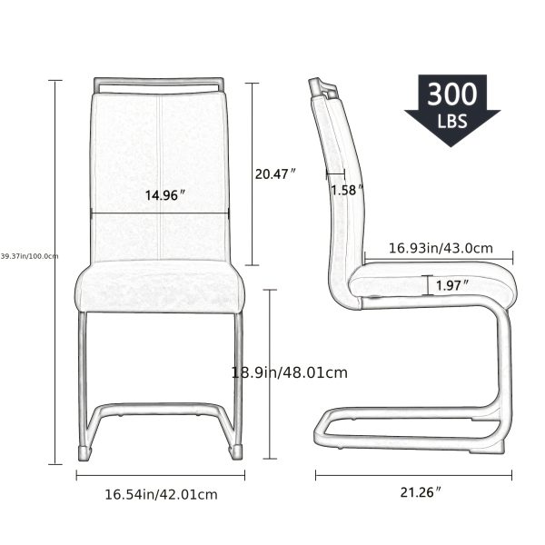 Modern Dining Chairs Set of 4, High Back White Kitchen Chairs, Faux Leather Side Chair with Gold Plated Metal Legs, Easy to Install Upholstered Dining Chairs, Ideal for Living Room, Easy to Install (Golden/Silver Leg) Local Warehouse
