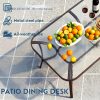 7pcs Outdoor Table And Chairs for 6, Outdoor Dining Set W/Rectangle Glass Table And 6 Patio Textilene Stackable Chairs, Patio Furniture Set W/Umbrella Hole, Umbrella Not Included