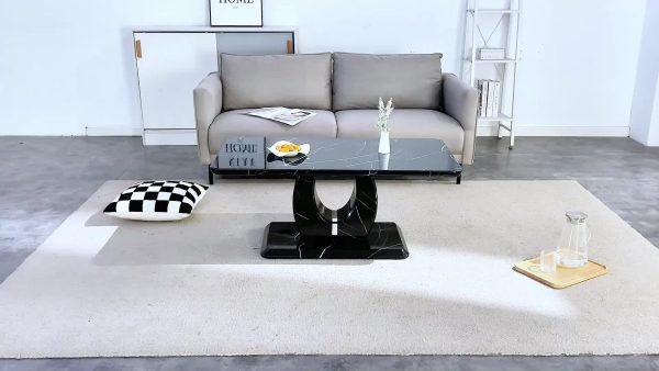 product-b8b4c32b4d73b793e115097b544a13a3e8800c7e.temu_.000001 Contemporary Minimalist Rectangular Coffee Table Featuring a White Faux Marble Design, a Spacious And Adaptable Piece for The Living Room, Perfect As a Central Tea Table Or Accent Furniture, Ideal for Various Settings, And Easy to Assemble