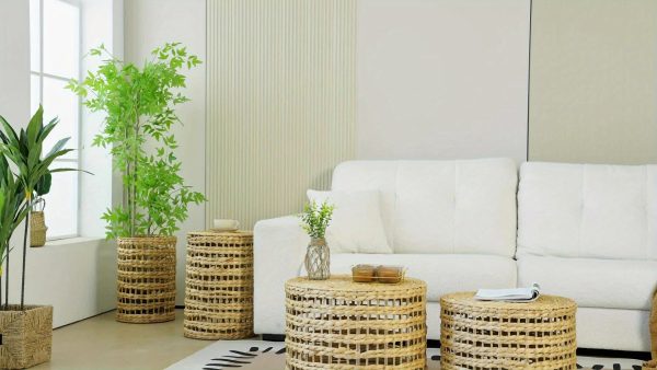 product-bf58464e858d969885c26030ae585fcb2d6be84a.goods_.000001 Handwoven Outdoor Side Tables, Set of 2 Natural Water Hyacinth Outside End Tables, Round Coffee Table for Patio, Garden, Backyard, Indoor Outdoor Plant Or End Table