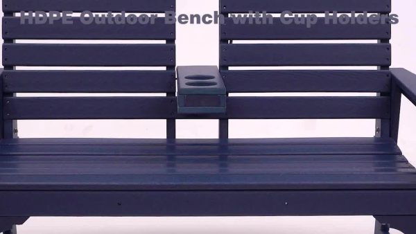 product-c6bb62ded3c0f219a089d8a3d080673f4d0add02.goods_.000001 HDPE All Weather Outdoor Patio Bench Furniture With Cup Holders, 2-3 Persons Garden Bench With 700 Lbs Weight Capacity, Patio Benches For Outdoors, Garden, Porch, Backyard And Park