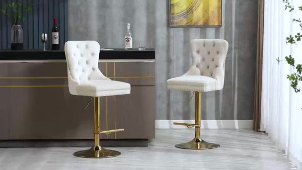 product-cf5d754a82e318f3bd25e5b231cde42f2048e26a.temu_.000001 Thick Golden Swivel Velvet Bar Stools Adjust Seat Height From 27-35 Inches, Modern Upholstered Bar Stools with Comfortable Tufted Backs for Home Bars And Kitchen Islands (Set Of Two)