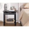 product-d4fc4eeb11e415c8c2c096ec9a467194f6cf5890.temu_.000001 1pc 18 Inches Classical Square Side Table with Drawer 2-Tier End Table with Open Rattan Storage Shelf Solid Wood Sofa Table for Small Space, Living Room, Bedroom, Natural/ Black