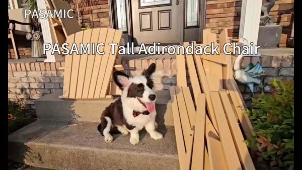 Embossed Balcony Chair, Tall Adirondack Chair Set Of 2 Outdoor Adirondack Barstools with Connecting Tray, High Airondack Chair with Wood Grain, Christmas & Halloween