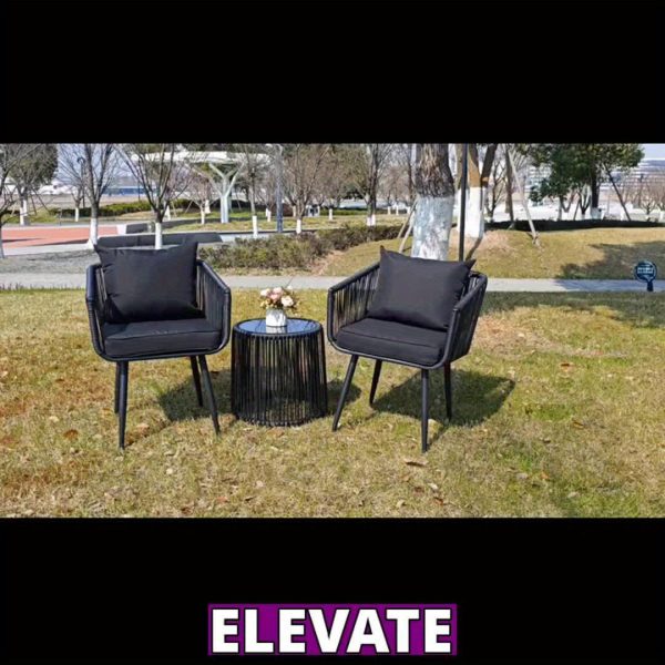 [Outdoor | Rattan] 3pcs Outdoor All-Weather Wicker Patio Rattan Bistro Conversation Set | Chairs And Side Table Set | Ideal For Balcony, Porch And Backyard