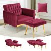 product-f8768ad4-cdfe5437-b6c9-411d-a3d2-1f2ef1dd55f4-0bcd9bc218ab68a522ed851020154207 ACMEASE Velvet Single Accent Chair with Adjustable Armrests And Backrest, Comfortable Single Chair with Ottoman, Button Tufted Lounge Recliner Armchair with Pillow for Living Room, Bedroom, Study Room