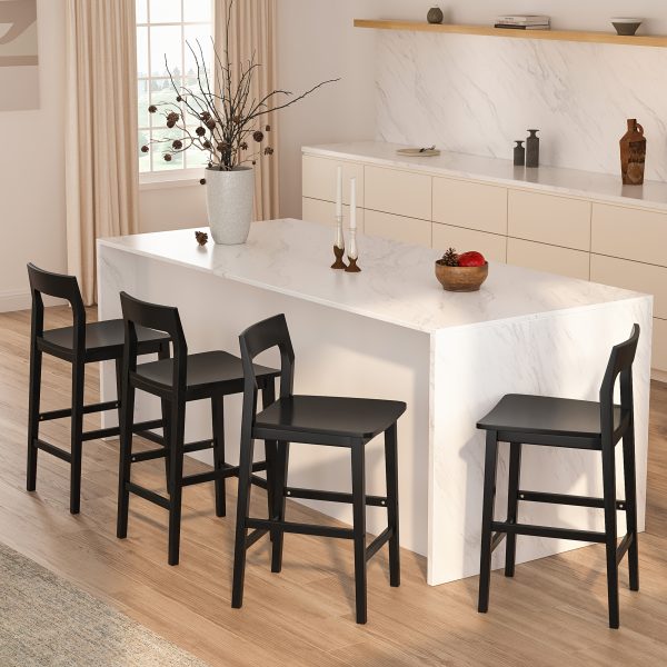 product-fancy-001320a2-bd06-42a7-bc8e-5dfa672fbba1 Counter Height Stools Set of 2, Farmhouse 25" Bar Stools with Solid Wood Legs& Back, Mid Century Modern Barstools Chairs for Kitchen Island, Dining Room, Cafe, Pub, Brown, Black