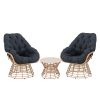3pcs Outdoor Patio Furniture Set with 360° Swivel Chairs & Coffee Table - Wicker Conversation Set Suitable for Porch, Backyard,, Deck - Cushioned Seating, Wicker Chairs and Table for Poolside, Balcony, or Terrace