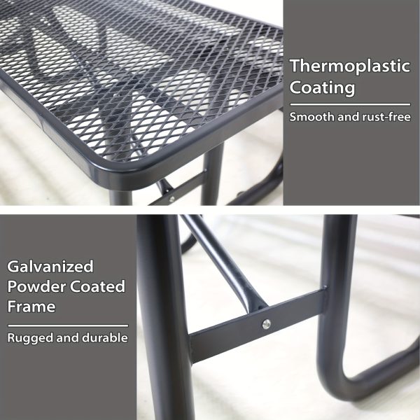 4/6FT Heavy-Duty Metal Picnic Tables For Outdoor, Rectangular Commercial 4-6-Person Picnic Tables With Bench, Expanded Picnic Table And Bench Set, Outside Furniture Set For Yard, Outside, Garden, Backyard, Porch, Patio, Lawn, Black, Weather Resistant