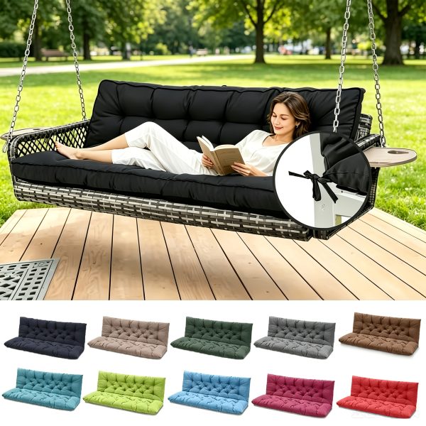 product-fancy-00d511dc-2836-4f4c-b676-7966dc45cc9d 3-Seater Waterproof Outdoor Porch Swing Cushion with Backrest - Suitable for Outdoor Furniture, Thick 5" Cushion, Machine Washable Suitable for Patio Bench, Garden Swing Chair, Backyard Cushions for Poolside and Deck
