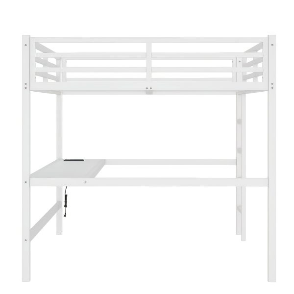 product-fancy-01764cc1-ef58-48a2-8eae-2e3fb1b53e18 BELLEMAVE Queen Size Heavy-Duty Metal Loft Bed Frame with Built-In Desk, Side Ladder And Full Safety Guardrails, Noise-Reduced Loft Bed, No Box Spring Required, Modern Bedroom Furniture for Small Apartments, Off White