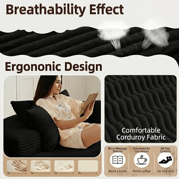 product-fancy-0187626d-68a3-475b-ad6a-04fbcfdf863a 55" Oversized Round Lounge Chair, Fabric Corduroy Deep Seat Cloud Sofa Chair, No Assembly Required | Upholstered Comfort Reading Recliner for Living Room, Bedroom, And Movie Viewing Room.