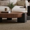 2pcs Set of Modern Round Wood Coffee Table with Geometric Leg Design