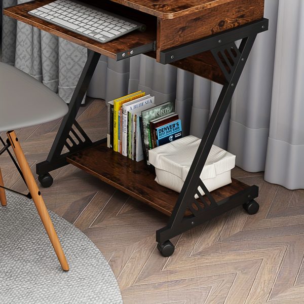 product-fancy-018ff499-6afd-411b-a3b3-dd5758fd80f0 YQ FUNLIS Computer Desk Workstation With Smooth Keyboard Tray, Z-Shaped Study Writing Desk For Small Spaces Compact Table For Home Office, Small Computer Cart Mobile Laptop Cart