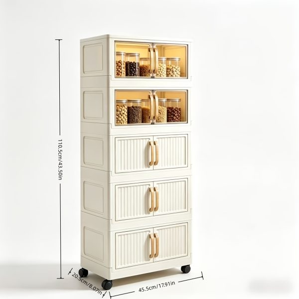 product-fancy-01a2f065-8789-4ccf-be3a-fe6fa5ebb4b4 A Five-story Ultra-large Capacity Cream-style Storage Cabinet with Compartments! Equipped with Wheels for Mobility, It Can Store All Clutter In Bedrooms, Living Rooms, And Bathrooms