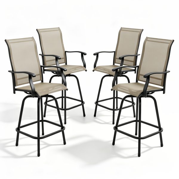 product-fancy-01aa2a30-1c54-4f18-a062-56739ac4394b Outdoor High-Back Rotating Dining Chair (2pcs Set/ 4pcs Set, All-Weather 360° Rotating High-Backed Outdoor Patio Dining Chair, Forged Carbon Steel Fabric Patio Chair Set, Suitable for Patios, Lawns And Gardens (Blue/Black/Brown/Grey))