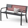 product-fancy-01bcb498-2093-4a60-815e-10a7cda2b3fc 47-inch Pure Iron Casual Bench, Equipped with Ergonomic PVC Mesh Backrest, Non-slip Chair Legs And All-weather Design, Suitable for Outdoor, Garden, Yard And Poolside Areas