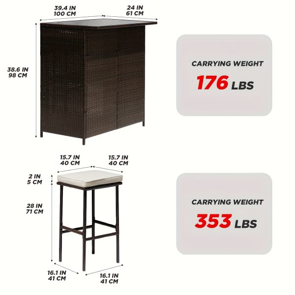 product-fancy-01dffdd9-bd89-453f-addc-c25779c0241a Rattan Bar Set 3pcs Wicker Bistro Set Sturdy Frame Bar Height Table with Glass Table Top Storage Shelves 2 Bar Stools for Patio Poolside Porch Outdoor Indoor, Outdoor Bar Set, Patio Table And Chair Set, Outdoor Furniture, Patio Bar Set with Table, Outdoor Dining, Poolside Seating, Wicker Furniture, Rustic Bar, Patio Furniture Outdoor, Outdoor Bar Table And Chair, Outdoor Table And Chair Set, Outdoor High Top Table And Chair, Outdoor Dining Set, Patio Set Outdoor, Outdoor Patio Bar