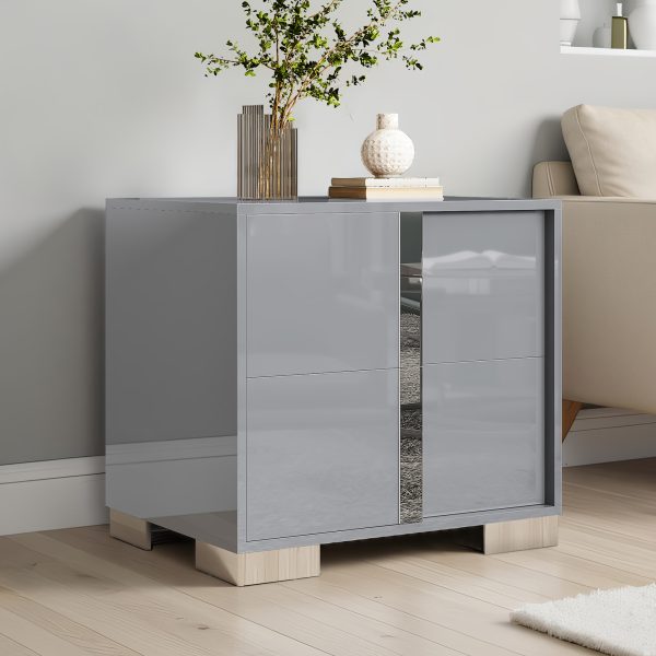 product-fancy-020c118b-1a97-4c0a-905c-21ba3830af3c Modern Nightstand with Drawers - High-Gloss Bedside Table Suitable for, MDF/Fiberboard, Space-Saving End Table with Pull Handle, Assembly for Small Bedrooms & Contemporary Decor, Assembly Required