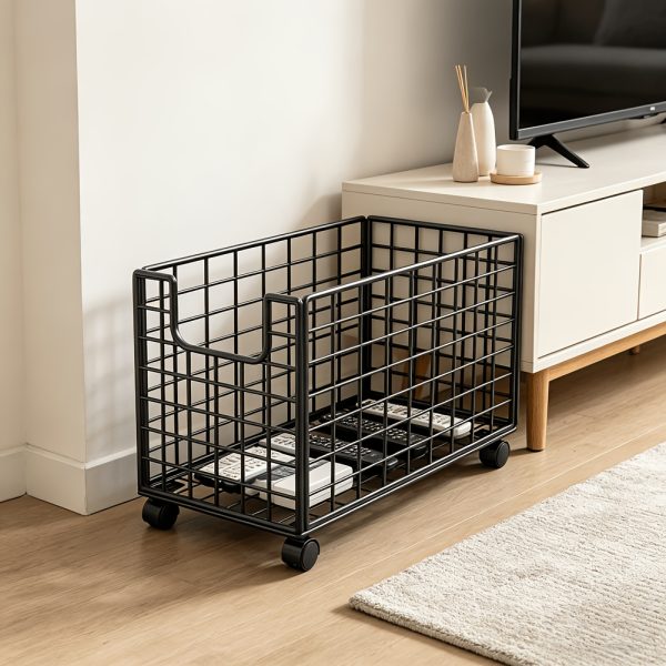 product-fancy-02649afb-92f4-41d8-91bf-d075d54c9503 1pc Metal Storage Basket With Wheels, Multifunctional Organizer For Laundry, Bathroom And Kitchen, Without Lid, Home Organization Baskets, Boxes And Containers, Shelf Baskets