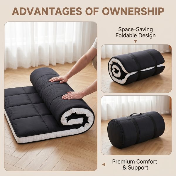 product-fancy-028efefb-3413-4fb8-8c0b-444f3f88e9e7 LILYPELLE Japanese Futon Mattress, Folding Sleeping Pad Futon, Portable Camping Mattress With Storage Bag, Black
