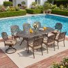 9pcs Cast Aluminum Outdoor Patio Dining Set - Ornate Scrollwork Design, Weather-Resistant Rust-Proof Frame, Oval Table And 8 Cushioned Chairs, Suitable for Garden, Backyard And Poolside Seating
