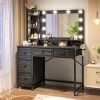 product-fancy-02fc99c9-4168-48e6-ae2d-86df68434171 Vanity Desk with Lights, Makeup Vanity with Power Strip, Dressing Table Set with 5 Large Drawers, Vanity Mirror 3 Lighting Color Adjustable