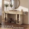 OMCHOM 70.9" Long Console Table with Storage Shelves, Modern Oval Entryway Table, Thick Heavy Duty Narrow Sofa Table with Storage, Accent Table for Behind Couch Living Room Hallway Foyer, Natural Wood
