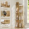 product-fancy-03a62056-ad0d-41f3-8789-e91f00cdca5e 4-Tier Rotating Bookshelf Tower with 360° Spinning Shelves - Natural Oak Wood Freestanding Bookcase Suitable for Small Spaces, Space-Saving Rolling Shelf for Home Office, Living Room, Assembly, Modern Square Bookcase for Books & Decor
