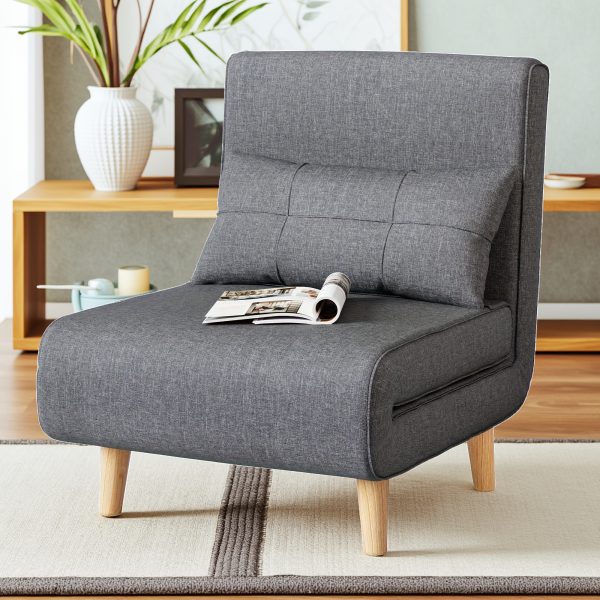 product-fancy-03aaf3ec-4b46-486f-8a51-1afbddf79ca9 3-in-1 Convertible Sofa Bed Sleeper Chair with Pull-Out Bed, 6-Level Adjustable Backrest & Cushioned Armrests - Space-Saving Modern Furniture for Small Apartments, Dorms, Guest Rooms - Beige Sofa Chair Converts to Bed, Sleeper Sofa Bed