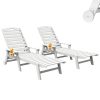 product-fancy-03b099ee-a870-419a-b4a2-b1c9cf50d188 2pcs HDPE Wood Grain Outdoor Chaise Lounge Chairs, 78" All-Weather Patio Poolside Loungers with Wheels & Cup Holders, 5-Position Adjustable Recliners for Backyard & Summer Relaxation