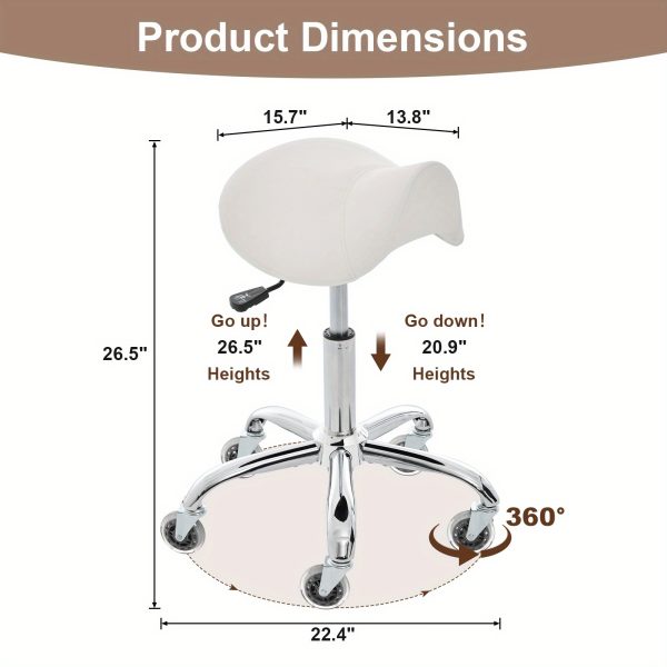 product-fancy-03c0f707-b43a-4f98-823d-8d638e5c962b Swivel Adjustable PU Leather Chair - Ergonomic Saddle Stool with Wheels | for Drafting, Office, Clinic, Beauty & Tattoo - Metal Frame, Polished Finish, Memory Foam