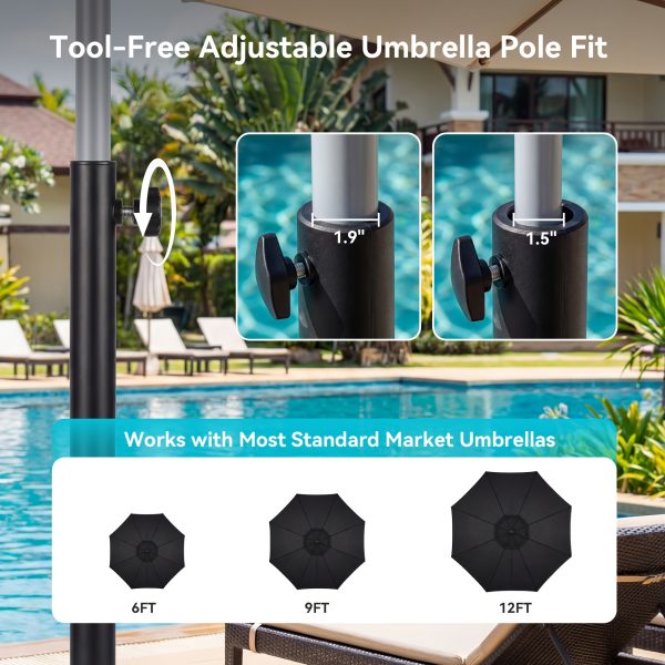 [2-in-1 Umbrella Stand] 14.6in Patio Umbrella Base Side Table, 2-in-1 Outdoor Umbrella Stand with Tabletop - Heavy Duty Umbrella Holder And Accent Table for Garden, Deck, Poolside, Beach