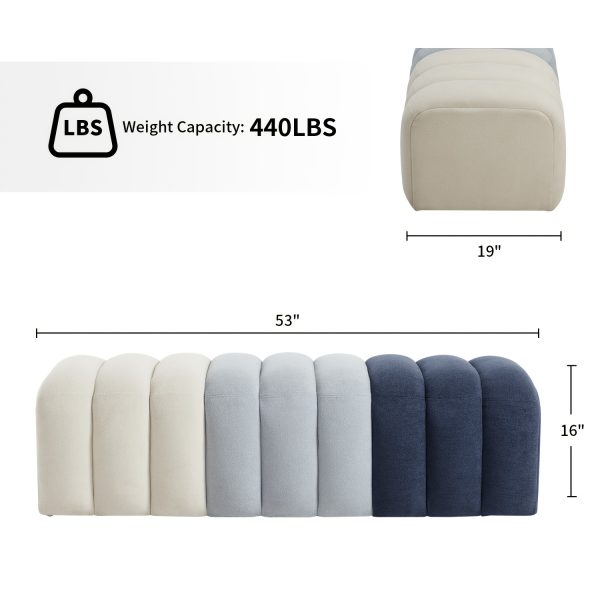 53.5"W Ombre Color Upholstered Entryway Boucle Bench