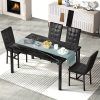 product-fancy-04212d44-7226-483a-9458-0007204cc004 LAMERGE 5pcs Of Dining Table Set, Dining Room Table Set Can Be Used By 4 People, Kitchen Table Set, 1 Artificial Anti-marble Pattern Table And 4 Metal Legs Chairs, Suitable for Living Room, Dining Room, Kitchen Furniture