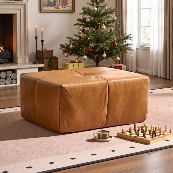[Ottoman| 2 Fabric Options -Faux Suede/Velvet Silver Fiber Fabric] Oversized Sectional Sofa Part: Ottoman - Can Be Combined Into Luxurious Couch For Living Room, Use For A Coffee Table Or A Single Bench, Spacious Seating For Family And Friends
