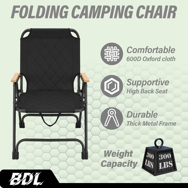 product-fancy-0465069e-df28-44a5-ab24-d70268c7255d 1pc Outdoor Foldable Portable Camping Chair with Armrests, Patio Folding Armchair, Beach Vacation Travel Beach Chair, Supports 300 Lbs, Suitable for Camping, Beach, Fishing, Hiking, Patio Use