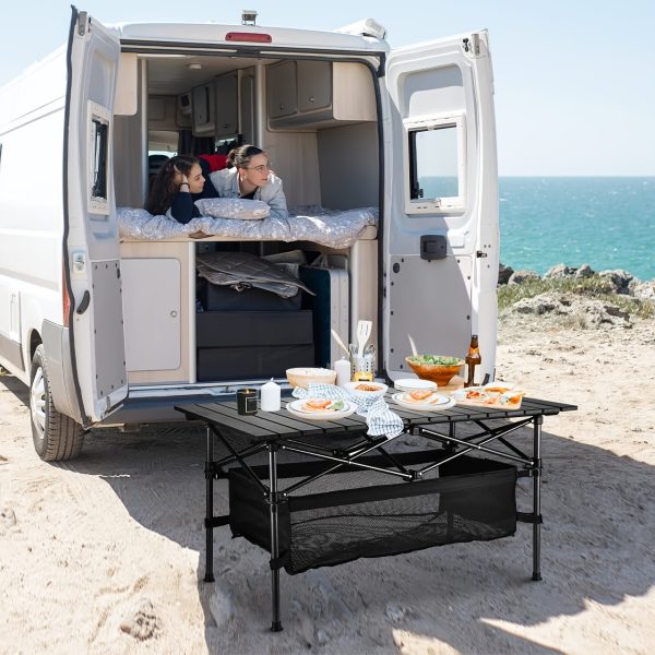product-fancy-04945635-2e92-45df-b4a7-9fa8692a668f Lightweight Aluminum Folding Camping Table Portable Roll-Up Design for Outdoor, Camping, Beach, BBQ, Patio, And Picnic, Durable & Waterproof with Carrying Bag