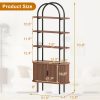 product-fancy-04b228c9-b996-4e3e-9ac9-b92695ae55f0 71" Tall Fluted Bookshelf | 4-Tier Mid Century Modern Metal Curved Bookcase With Storage Cabinet, Sliding Door, Adjustable Footpad, Freestanding Arched Organizer For Living Room, Bedroom, Home Office | Wood Color, Matte End, Hardwood, Lshuizhu Brand